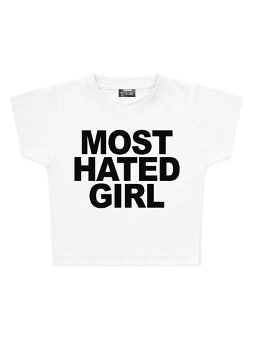 Most Hated Girl Baskılı Crop Baby Tee