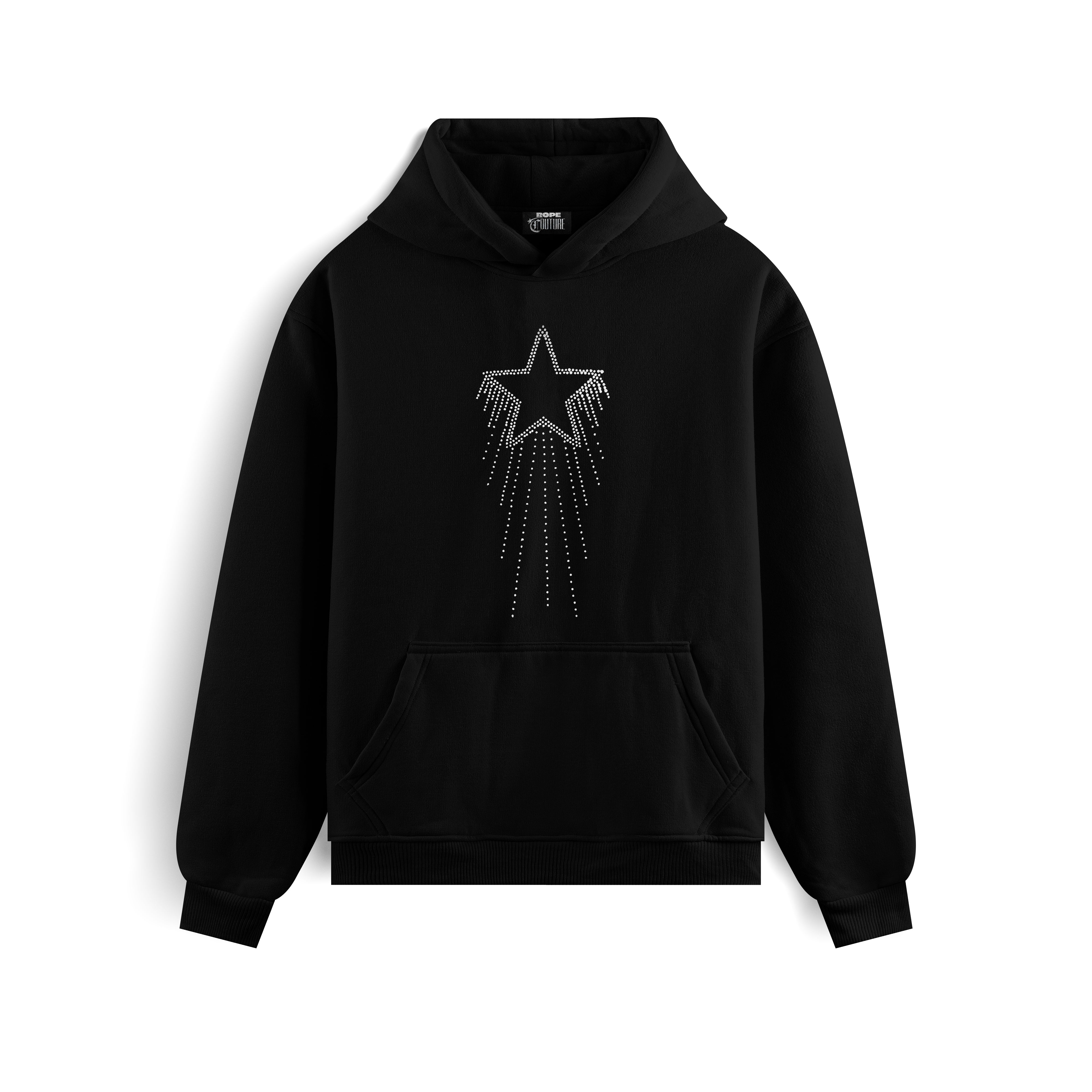 Star Taş Baskılı Kapüşonlu İçi Polarlı Oversize Hoodie Sweatshirt