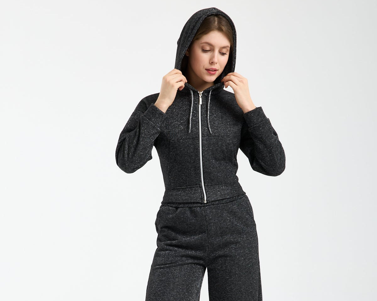 Kadın Simli Parıltılı Bol Paça Baggy Eşofman Altı